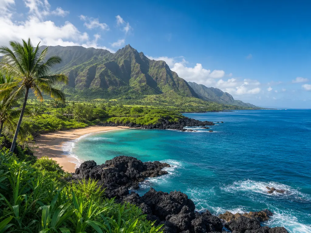 A tropical coastline in Hawaii